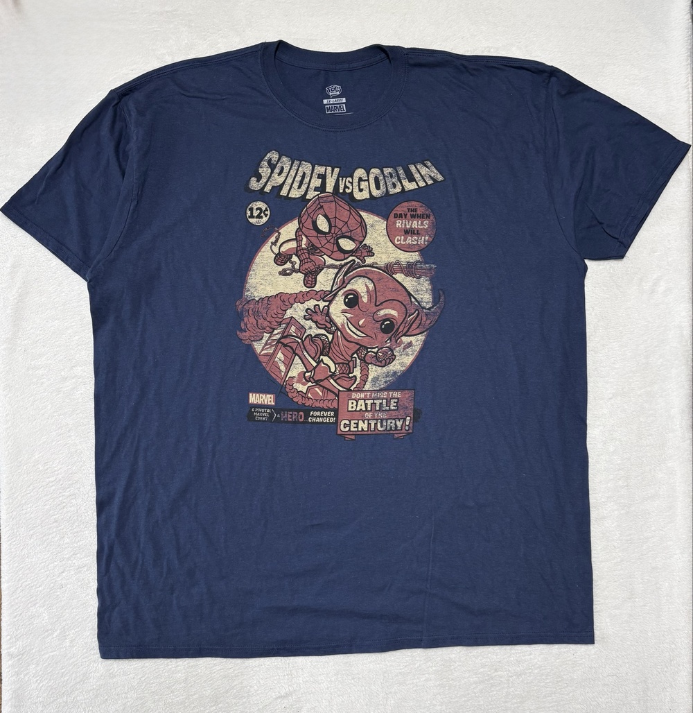 Spider-Man Vs Goblin Shirt Mens 3XL Blue Marvel Funko Pop Tees Graphic Tee